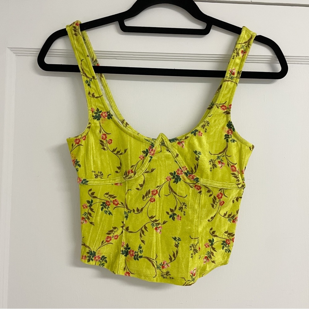 NWT - Urban Outfitters Yellow Floral Carlyn Corset Top Small